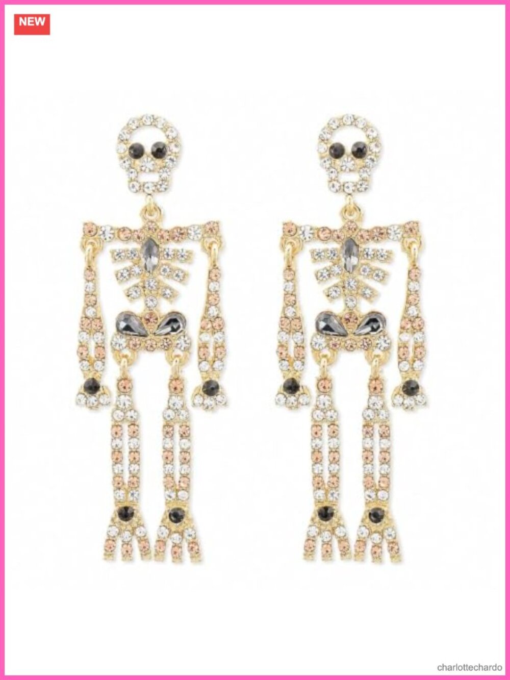 Women's Halloween Skeleton Earrings Rhinestone Dangle Drop Spooky Gothic